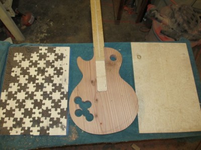 An image showing the pieces early in the construction phase.