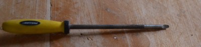 The chisel for starting the bore. Made from an ordinary needle file.
